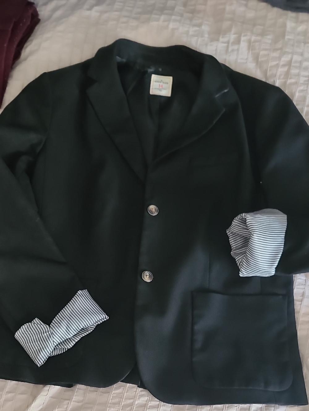 GAP Women's  Black Two-Button Academy Blazer with Striped Cuff Lining